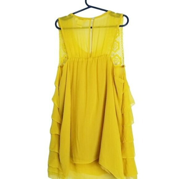 Sundance tank top sheer‎ silk crochet ruffle tiered keyhole button back Medium - Picture 8 of 12